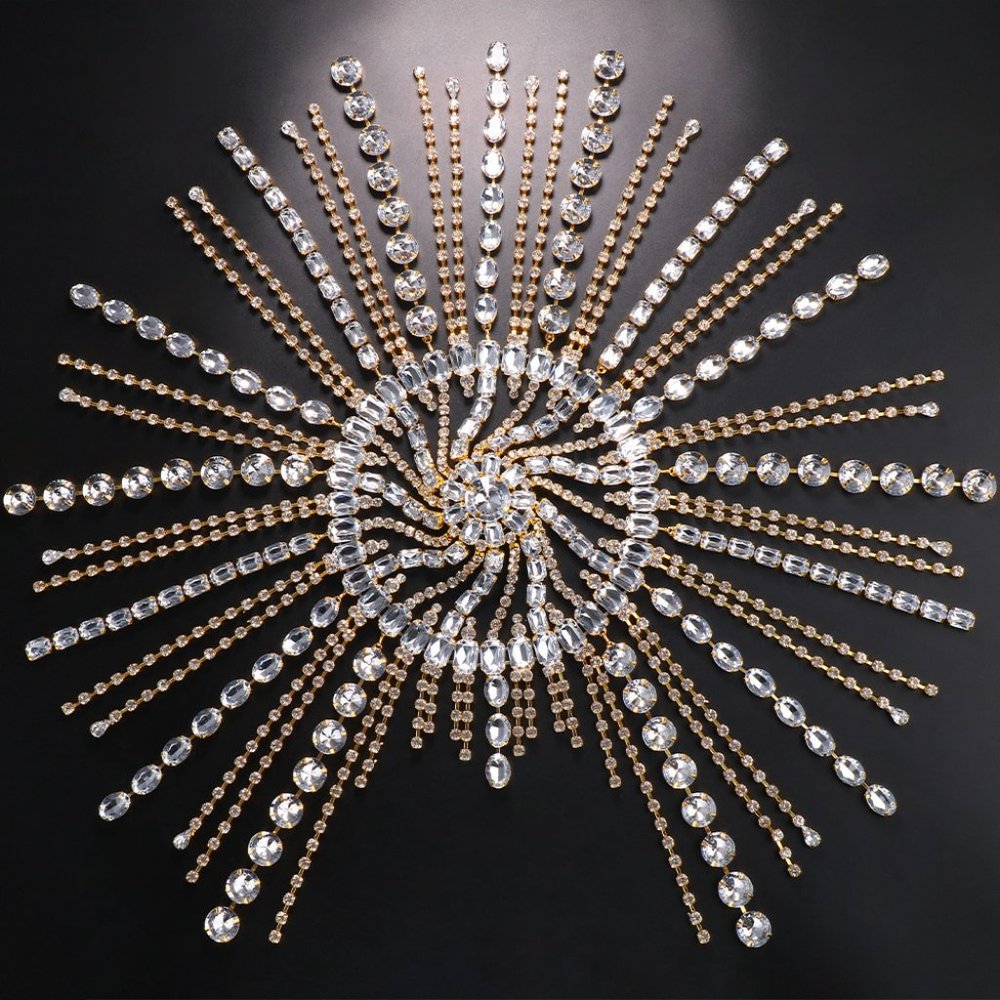 Glitter Rhinestone Long Crystal Hair Chain Headband for Women Headwear Headpiece - Picture 4 of 5